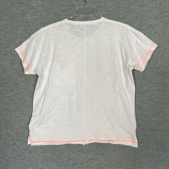 Lisa Todd Pocket Full Rainbow Embroidered Tee Womens Medium White Crew T-Shirt - Picture 6 of 12